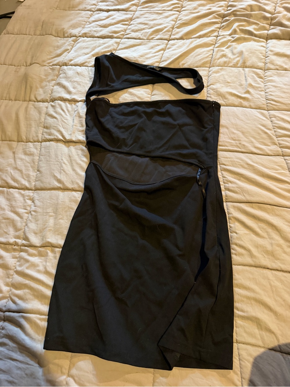 SHEIN Black Asymmetrical One-Shoulder Mini Dress with Cutout